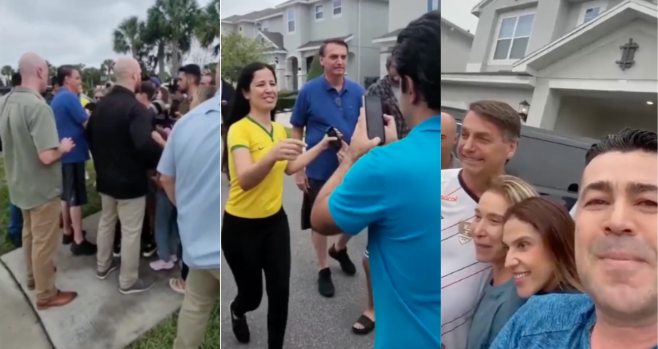 L&iacute;der por natureza, Bolsonaro &eacute; abra&ccedil;ado por multid&atilde;o nas ruas de Orlando  (veja o v&iacute;deo)