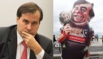 Manifestantes ironizam codinome de Maia nas planilhas da Odebrecht com boneco gigante