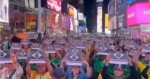 Na ‘saideira’ de ministros, brasileiros protestam na Times Square em NY (veja o vídeo)