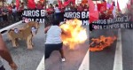 Terroristas da CUT colocam fogo em bonecos de Campos Neto e Bolsonaro (veja o vídeo)