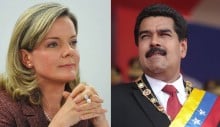 Gleisi, orgulhosa, participa da posse de Maduro nesta quinta (10)