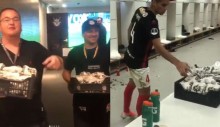 Jogadores venezuelanos agradecem doações de alimentos após jogo contra o Corinthians