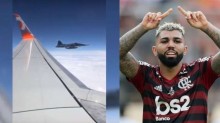 Avião do Flamengo é recepcionado e escoltado por caças da FAB (veja o vídeo)