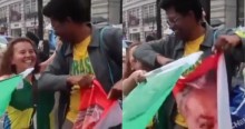 Ato com brasileiros em Londres tem agressão covarde de apoiador de Lula contra mulher patriota (veja o vídeo)