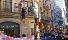 Manifestantes protestam e atacam hotel pertencente a um judeu em Barcelona, veja o vídeo