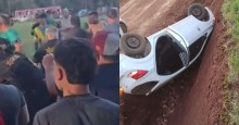 Árbito é agredido durante jogo, desmaia, é socorrido e carro capota (veja o vídeo)