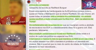 Esquerdista, por desconhecimento da história, acusa hamburgueria de Goiânia de 'racista'