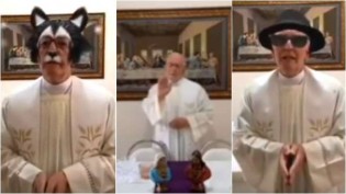 Em tempo de Coronavírus, padre faz missa online, mas é “traído” por efeitos do instagram e vídeo viraliza (veja o vídeo)