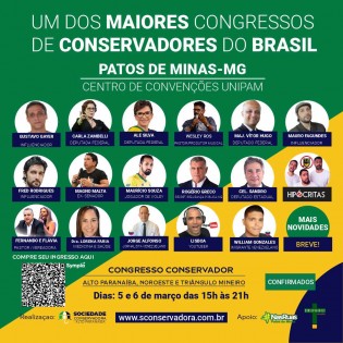 Em março, Patos de Minas sediará um dos maiores Congressos Conservadores da história do Brasil