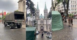 Exército monta grande ‘acampamento’ no marco zero de SP e mexe com o imaginário do povão (veja o vídeo)