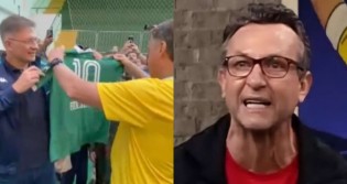 Para desespero de Neto, Bolsonaro ganha camisa do Guarani diretamente do presidente do clube
