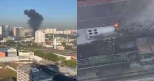 URGENTE: Avião cai em SP e atinge ônibus