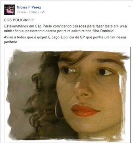 Glória Perez alerta sobre falsa minissérie da história da filha, assassinada em 1992