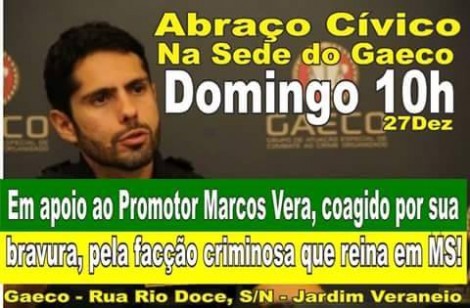 População de Campo Grande promove ato neste domingo em apoio a promotor do Gaeco