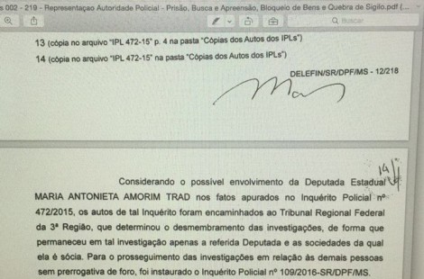 Inquérito da PF menciona Antonieta