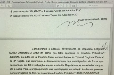 Inquérito da PF menciona Antonieta