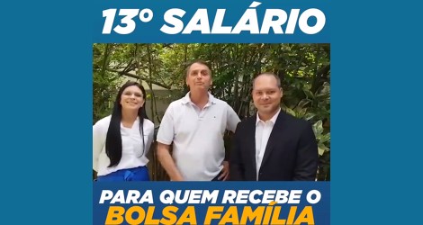 Bolsonaro propõe décimo terceiro para quem recebe Bolsa Família (veja o vídeo)