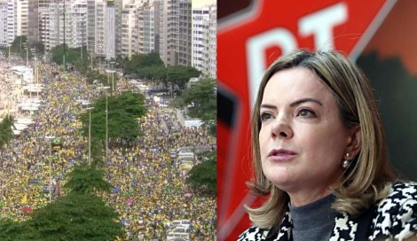 No mundo da lua, Gleisi Hoffmann afirma que atos pró-reformas foram "antidemocráticos"