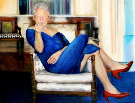 Em quadro encontrado na mansão de Jeffrey Epstein, a imagem de Bill Clinton “Drag Queen”