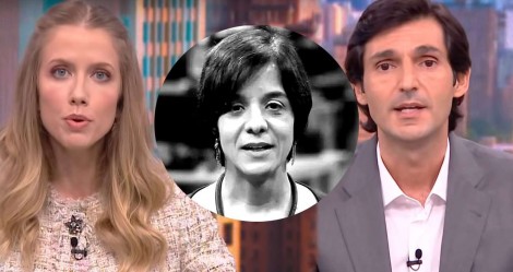 Gabriela Aprioli e Tomé Abduch. No detalhe, Vera Magalhães