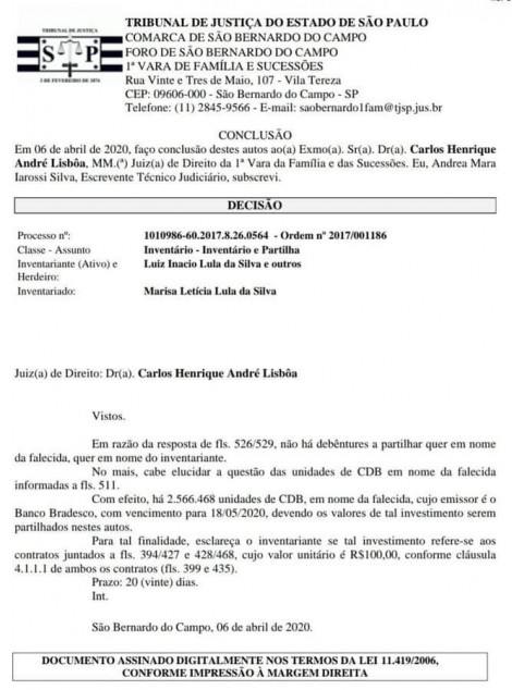 O despacho do juiz