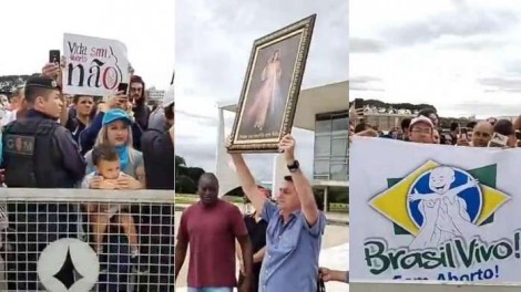 Bolsonaro desce a rampa do Planalto para apoiar movimento contra o aborto (veja o vídeo)