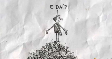 Doutrinação: Professora pede redação sobre 'charge' de Bolsonaro em cima de pilha de cadáveres