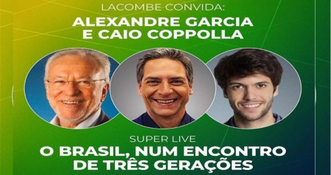 Estreia de canal de Lacombe terá impactante live com Coppolla e Alexandre Garcia (veja o vídeo)