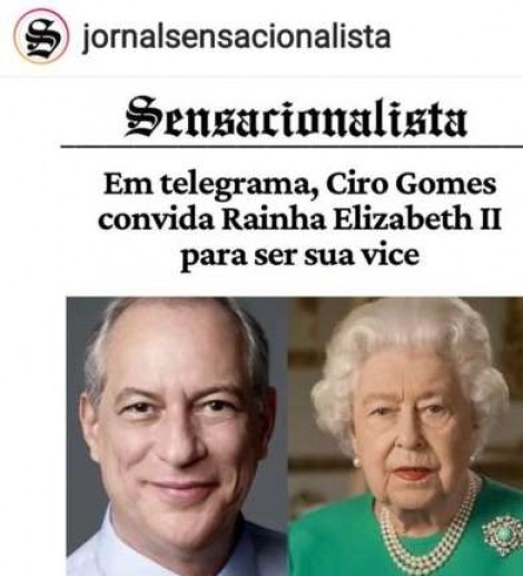 Ciro manda telegrama para rainha da Inglaterra e vira chacota na