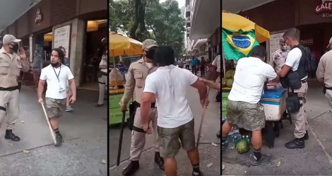 Trabalhador encara guardas municipais, é agredido, reage e, com a ajuda do povo, impede apreensão de mercadorias (veja o vídeo)