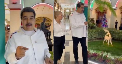 Maduro ignora miséria que atinge o povo e, no suntuoso palácio de Miraflores, 'antecipa' o seu natal na Venezuela (veja o vídeo)