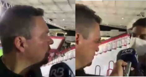 Em polêmica enorme, Presidente do Atlético-GO tira máscara de jornalista e dispara: "Aqui é Bolsonaro" (veja o vídeo)