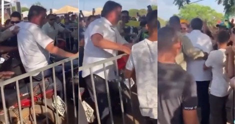 No Tocantins, Bolsonaro não se segura ao ver o povão, 'pula a cerca e vai pra galera', em cena impactante (veja o vídeo)