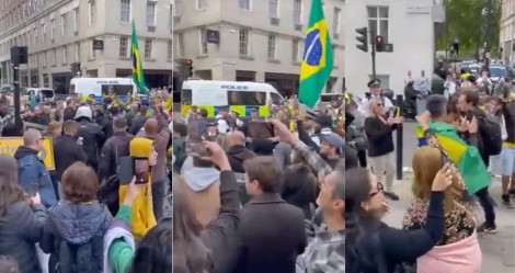 Equipe da Globo é 'enxotada' pelo povo diante de embaixada brasileira em Londres (veja o vídeo)