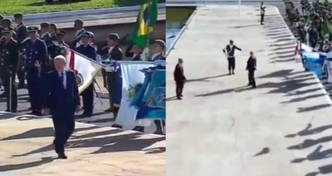 Lula ignora bandeira brasileira e desrespeita Forças Armadas em revista às tropas (veja o vídeo)