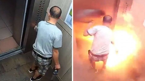 Homem morre carbonizado após explosão em elevador (veja o vídeo)