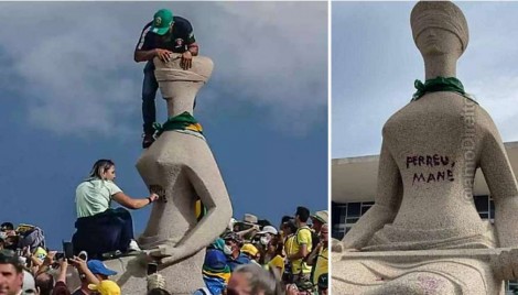 E se Débora tivesse escrito "Fora Bolsonaro" na estátua
