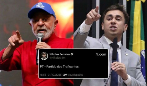 Juiz manda retirar post de Nikolas sobre “Partido dos Traficantes”: Na “democracia relativa” a Justiça segue a linha