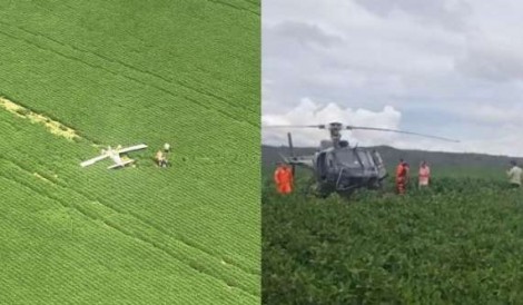 URGENTE: Acidente aéreo termina com avião de cabeça para baixo em área rural