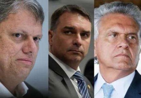 Onda de direita: Flávio, ao lado de Tarcísio, recebe hoje o importante apoio de Ronaldo Caiado