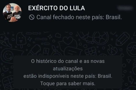 Canal de fake news “Exército de Lula” é retirado do ar
