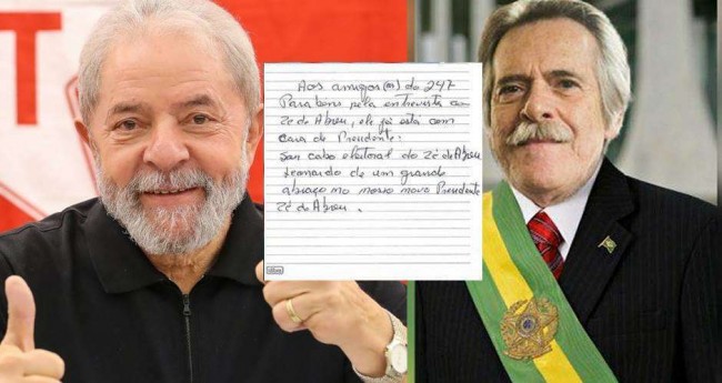 Resultado de imagem para Lula declara apoio Ã  'presidÃªncia' de JosÃ© de Abreu