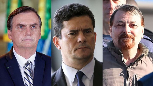 Fotomontagem: Jair Bolsonaro, Sérgio Moro e Cesare Batistti