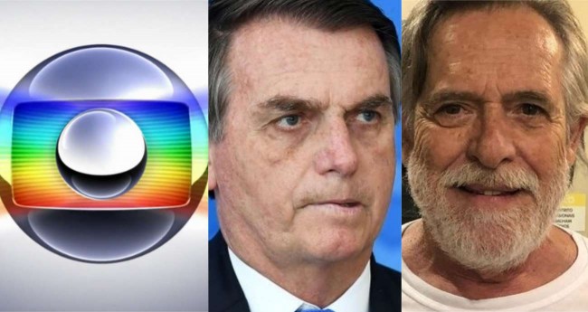 Fotomontagem: Logo da Rede Globo, Jair Bolsonaro e José de Abreu