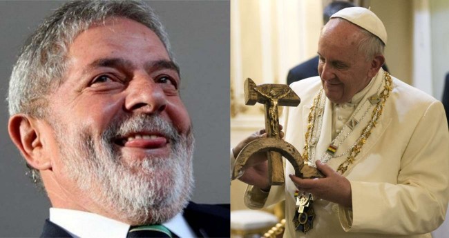 Fotomontagem: Lula e Papa Francisco