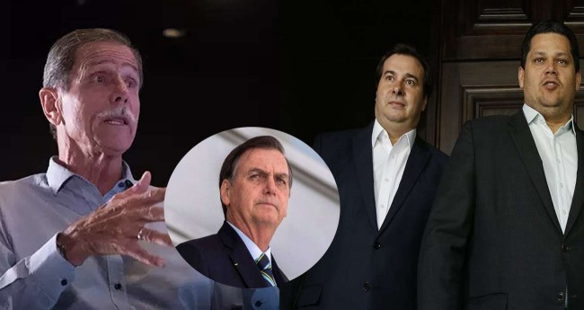 Fotomontagem: General Paulo Chagas, Bolsonaro, Maia e Alcolumbre