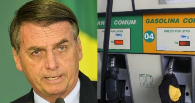 Fotomontagem: Jair Bolsonaro e bomba de combustível