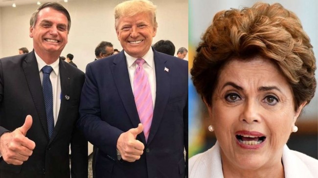 Fotomontagem: Jair Bolsonaro e Donald Trump. Dilma Rousseff