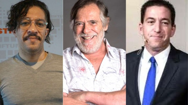 Fotomontagem: Jean Wyllys, José de Abreu e Glenn Greenwald