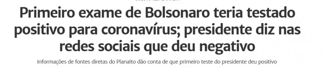 Manchete sobre Bolsonaro